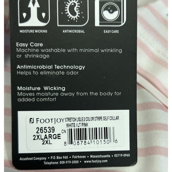 NEW FootJoy FJ 26539 Lisle Stripe Polo Shirt Mens Pink Oldcastle APG Logo 2XL - Picture 7 of 9